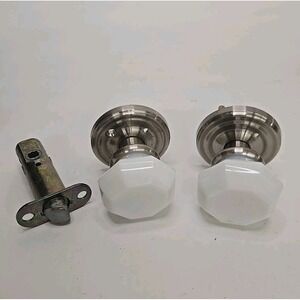 Traditional‎ Rosette Door Set with Octagon Milk Glass Door Knobs